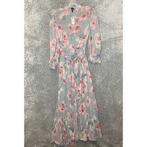 Express Women Light Chiffon Floral Girly Bloomcore Boho Maxi Wrap Cover Up Small